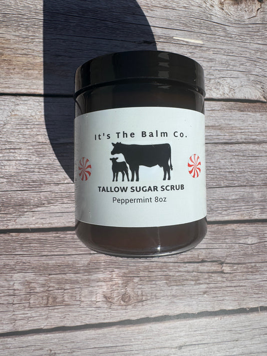 8oz- WHIPPED PEPPERMINT TALLOW SUGAR SCRUB